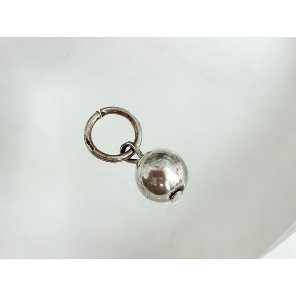 Tiny Dainty silver tone Ball Shaped Vintage Pendant | Charm | Trinket - Picture 6 of 9